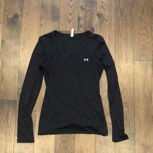 Under Armour fitted black long sleeve light weight shirt with mesh panel